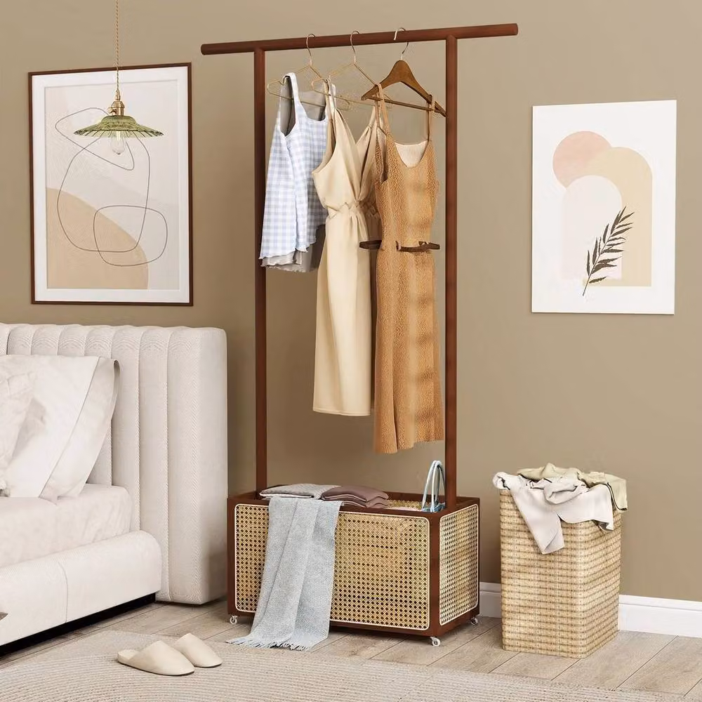 Kelvenix Brown Bamboo Clothes Rack and Coat Hanger Stand – 2