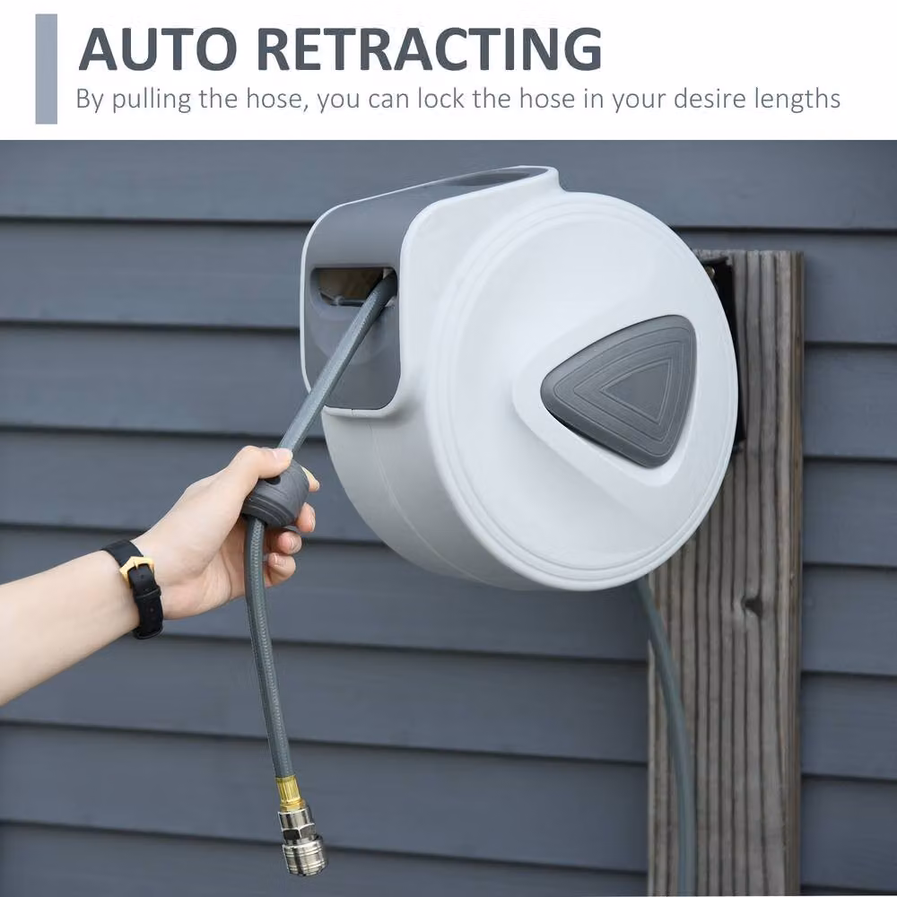 STILVORA Wall-Mounted Retractable Air Hose Reel, 10 m, Grey – 5