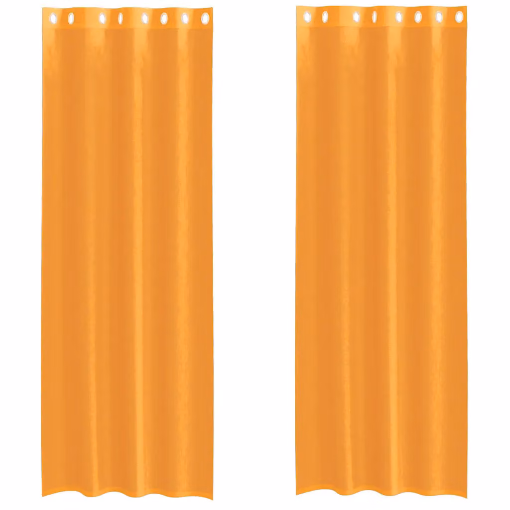 Berkfield Home Orange Voile Fabric Panel Curtains with Eyelets, 2 Pack, W: 140 cm, H: 300 cm – 1
