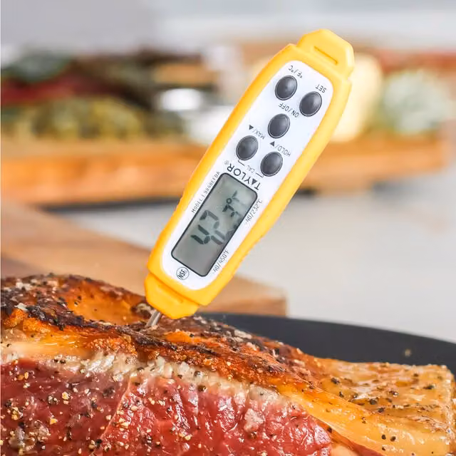 Taylor Waterproof Instant Read Digital Display Thermometer in Yellow