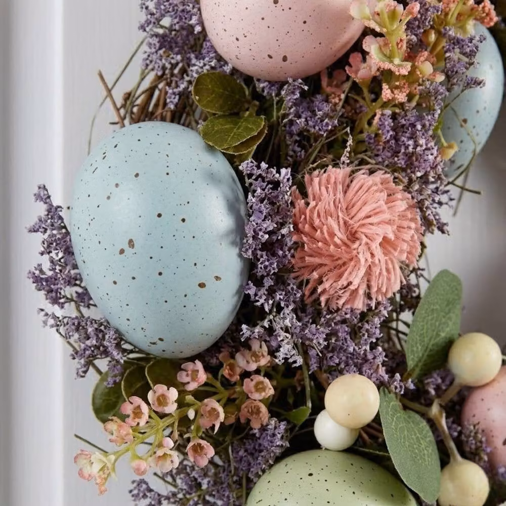 Garden Greatness Multicolour Decorative Easter Egg and Floral Spring Wreath – 2