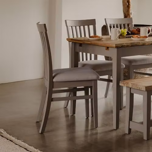Statement Furniture Florence Wooden Dining Chair in Grey with Upholstered Seat, W45 x D53 x H94 cm – 4