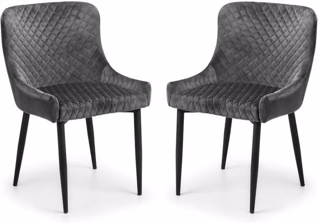 Cheshire Cromwell Set of 2 Grey Velvet Dining Chairs with Armrests