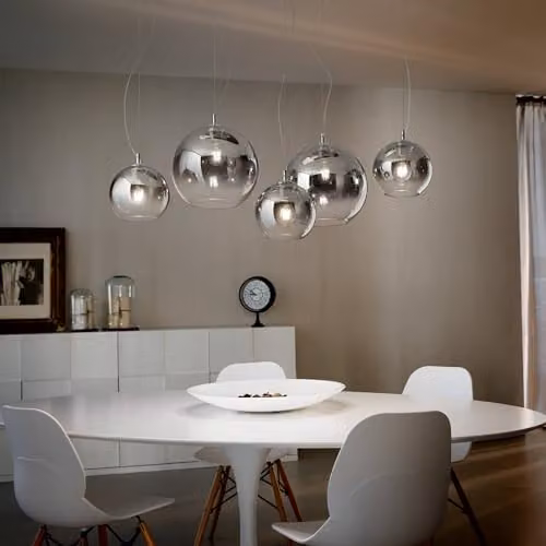Netlighting Discovery Fade Small Globe Sphere Ceiling Pendant Light in Chrome and Grey Glass with E27 Bulb Holder – 2