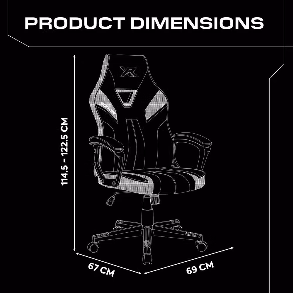 X Rocker Tempest Ergonomic Gaming Chair in Black Synthetic Leather – 3