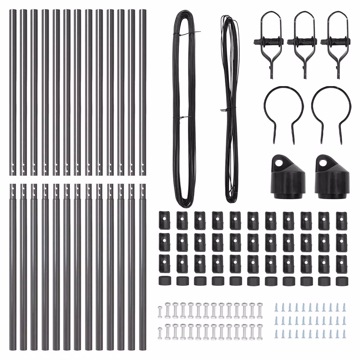 Berkfield Home Set of 13 Round Grey Galvanised Steel and Plastic Freestanding Fence Posts, H: 150 cm, W/D: 3.2 x 13 cm – 3