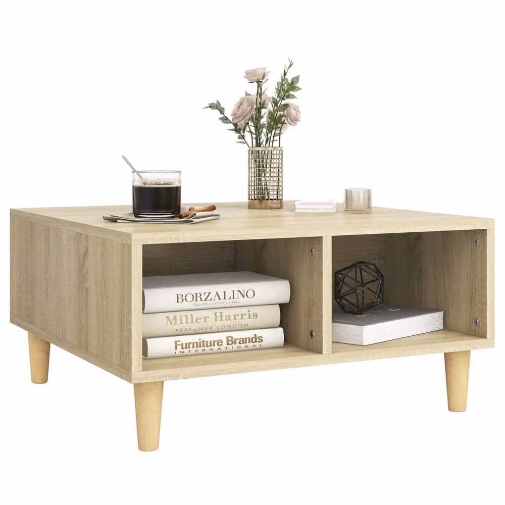 Berkfield Home Sonoma Oak Coffee Table in Beige, W/D/H: 60 x 60 x 30 cm – 3