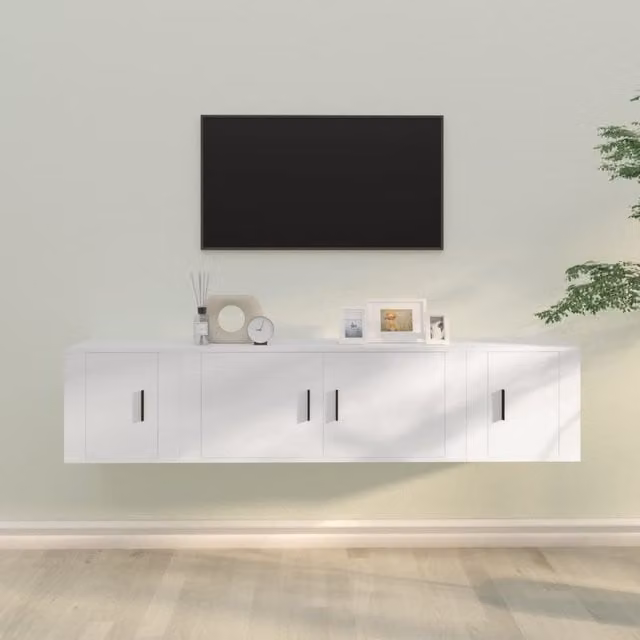 Berkfield Home 3 Piece Classic White Matt TV Cabinet Set in Engineered Wood – 1