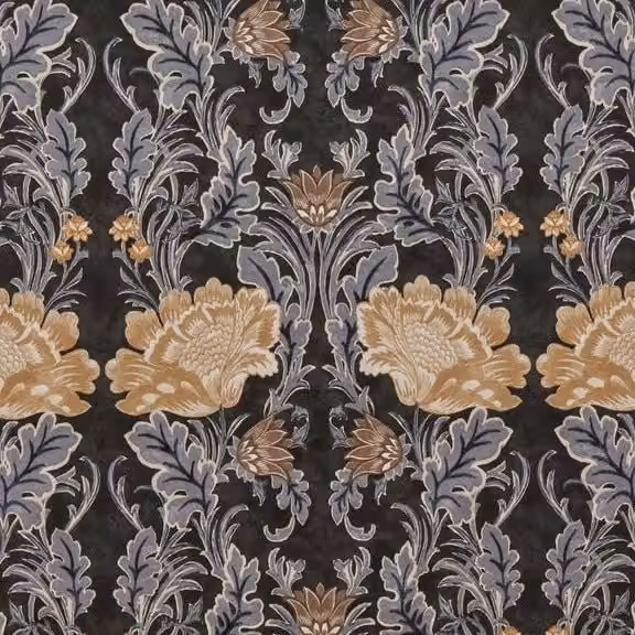 iLiv Acantha Floral Fabric Lava Black Cotton and Satin Bedding