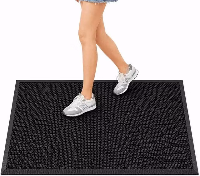Kelvenix Black Silicone Outdoor Dirt Trapper Doormat, Round, Diameter: 100 cm