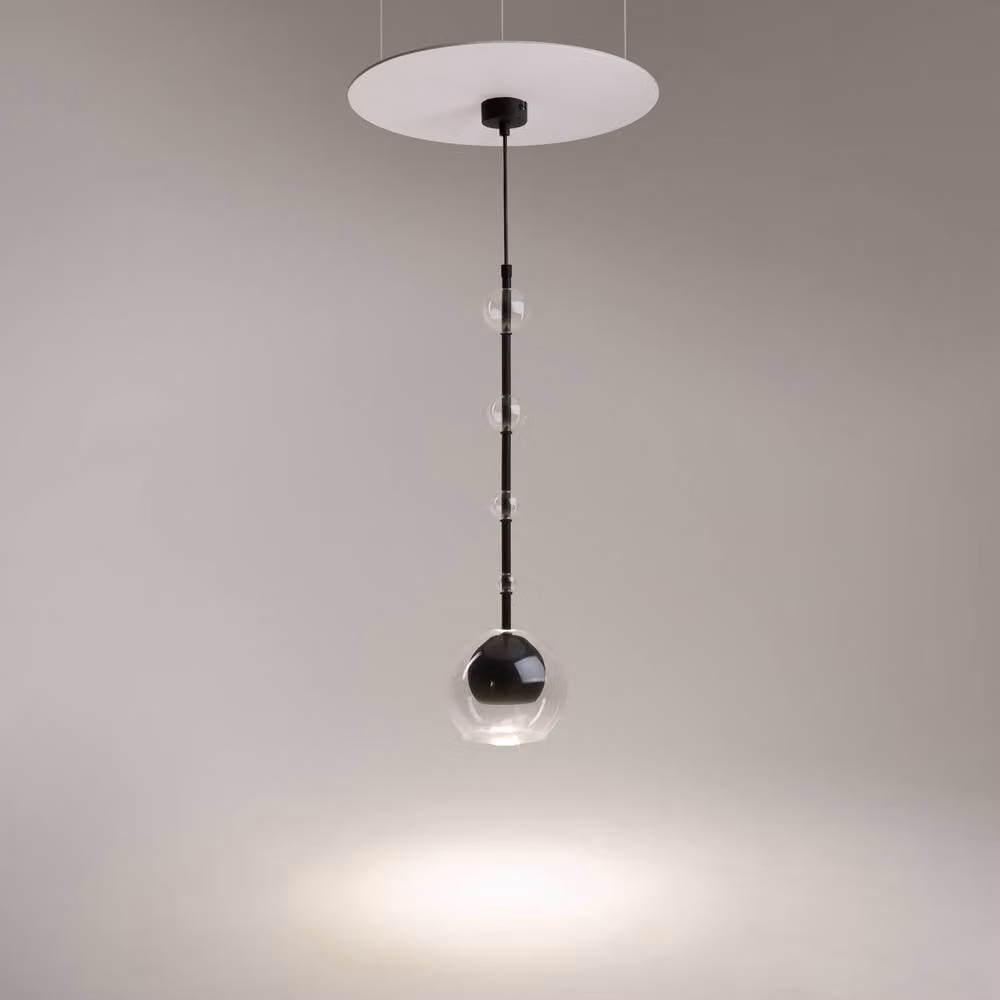 Netlighting Ros Modern Dome Pendant Ceiling Light in Black with Transparent Glass Shade and GU10 Socket – 2