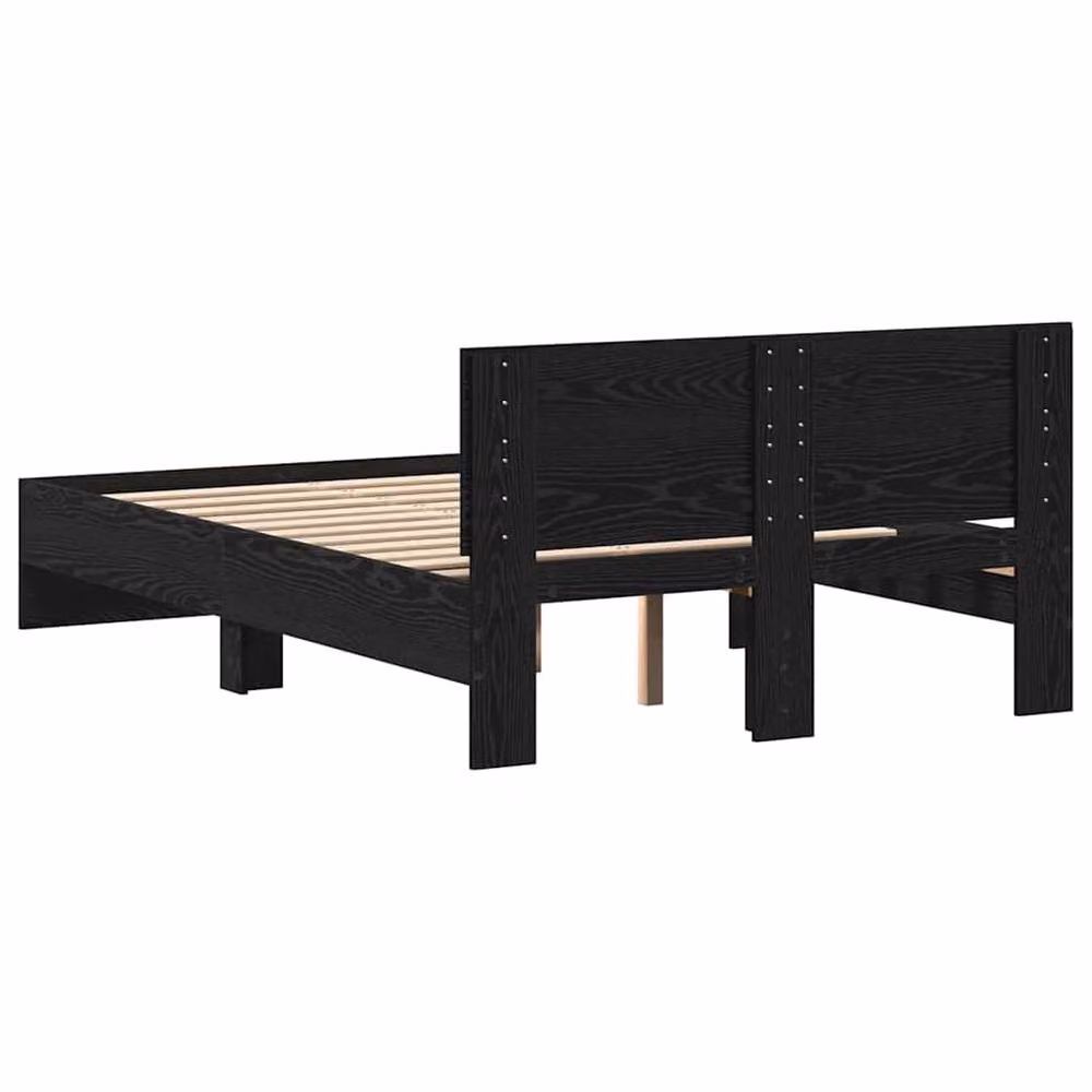 Berkfield Home Classic Solid Wood Bed Frame with Headboard and Lift Up Base, Black Oak, W: 120 cm, L: 190 cm – 5