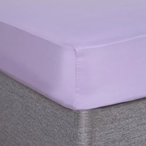 OHS Purple Microfibre Non-Iron Fitted Double Bed Sheet, W/D/H: 140 x 200 cm