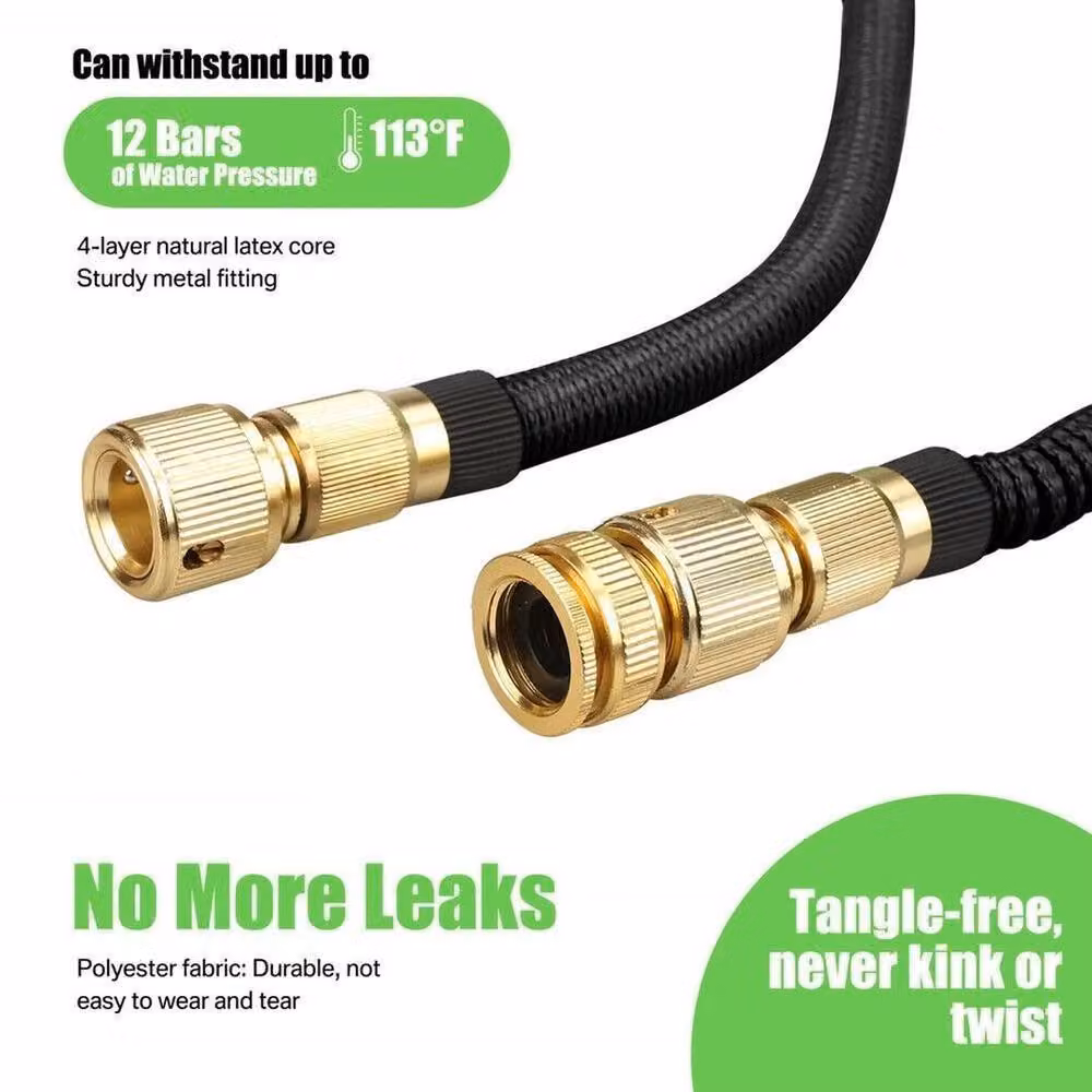 FLAVORA Heavy Duty Expandable Garden Hose Pipe, Black, 75ft – 4