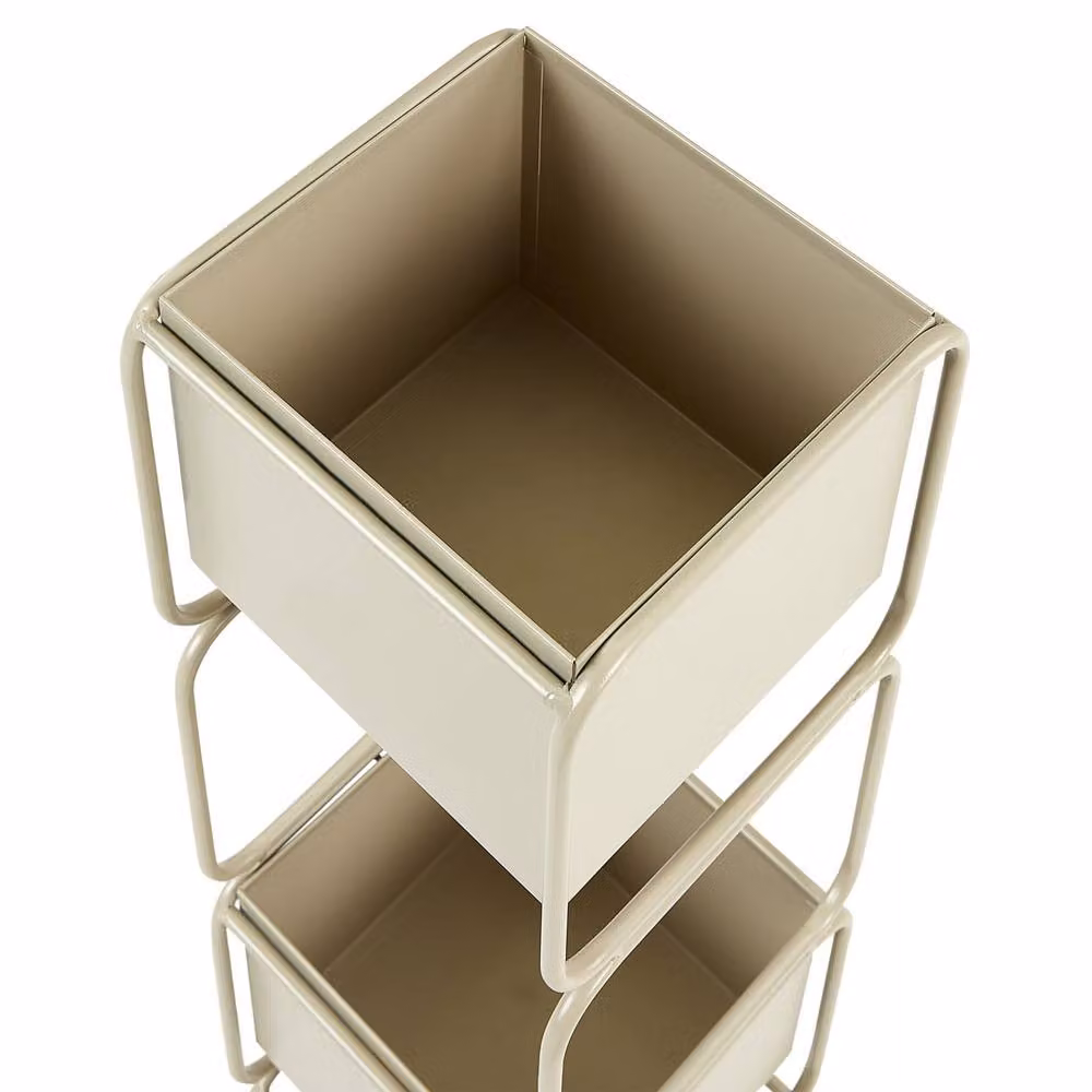 Wyld and Coco 2-Tier Industrial Metal Plant Stand, Beige, H 75 cm x W 20 cm x D 20 cm – 3