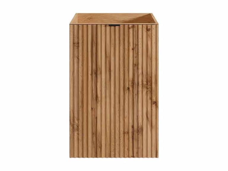 Vente-unique Ribbed Washbasin Unit in Light Oak with Reversible Door, H60 x W40 x D22 cm