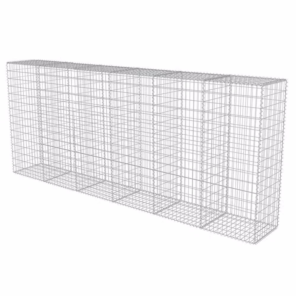 Berkfield Home Galvanised Steel Gabion Fence with Covers in Silver, W: 300 cm, D: 50 cm, H: 150 cm – 4