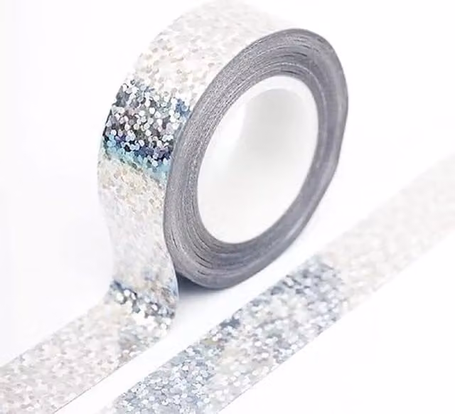 Syntego Silver Glitter Foil Washi Tape in Silver Paper