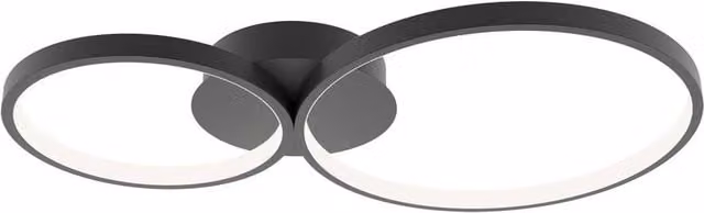 Netlighting Maver Twin Ring LED Semi Ceiling Light in Black with CCT