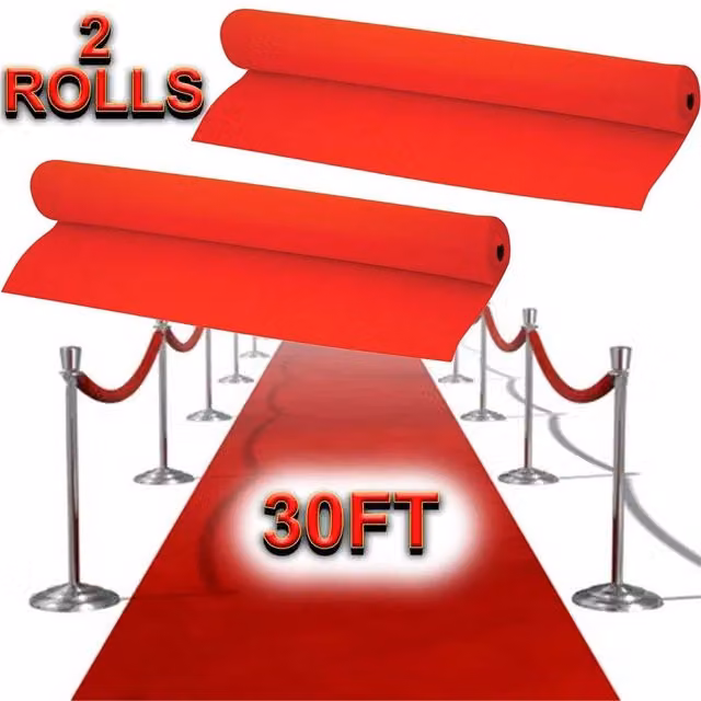 Nordara Red Hollywood Carpet Party Runner, 9.14 m