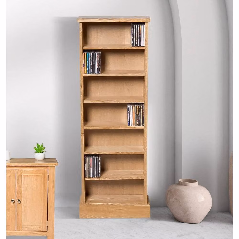 FORGEVIO Light Oak Wooden CD Storage Rack and Freestanding Media Shelving Unit – 2