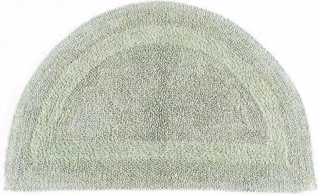 Homescapes Luxury Semi Circle Cotton Bath Mat, Green, W/D/H: 80 x 50 x 1 cm