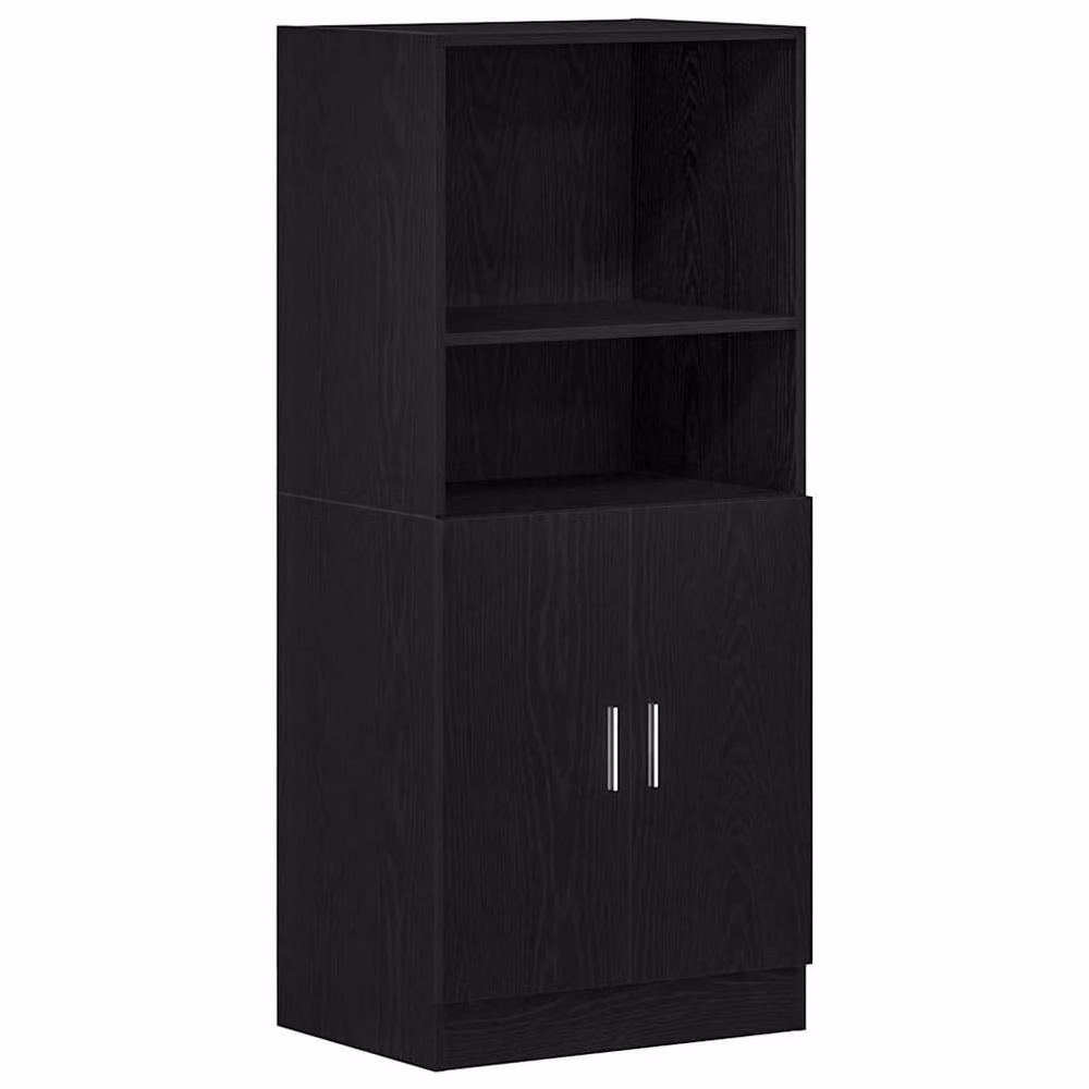 Berkfield Home 2 Piece Modern Black Matt Kitchen Cabinet Set with Hinged Doors and Internal Shelves – 4