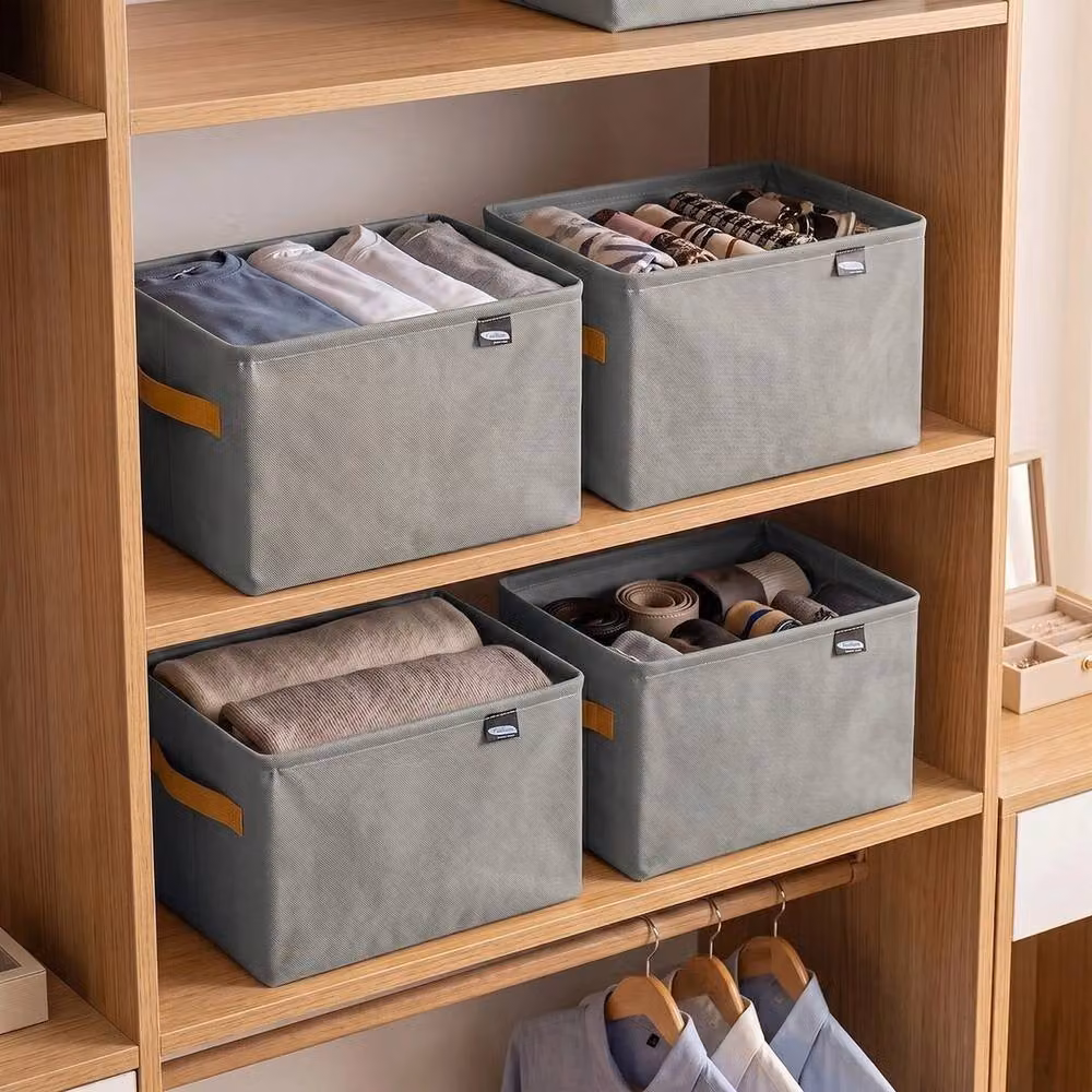 Kelvenix 8 Pack Grey Fabric Storage Bins with Handles – 5