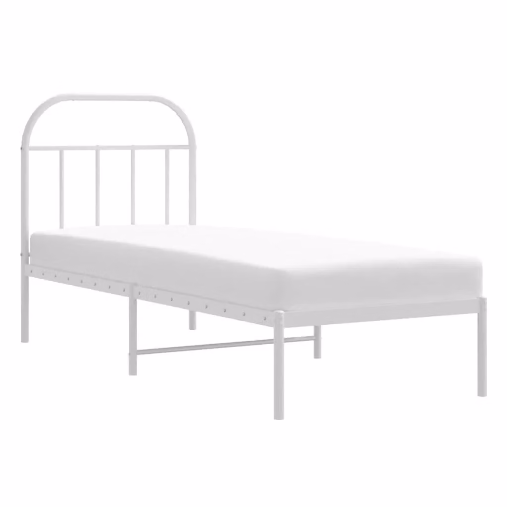 Berkfield Home Metal Bed Frame with Headboard in White, W/D/H: 75 x 190 cm Small Single – 2