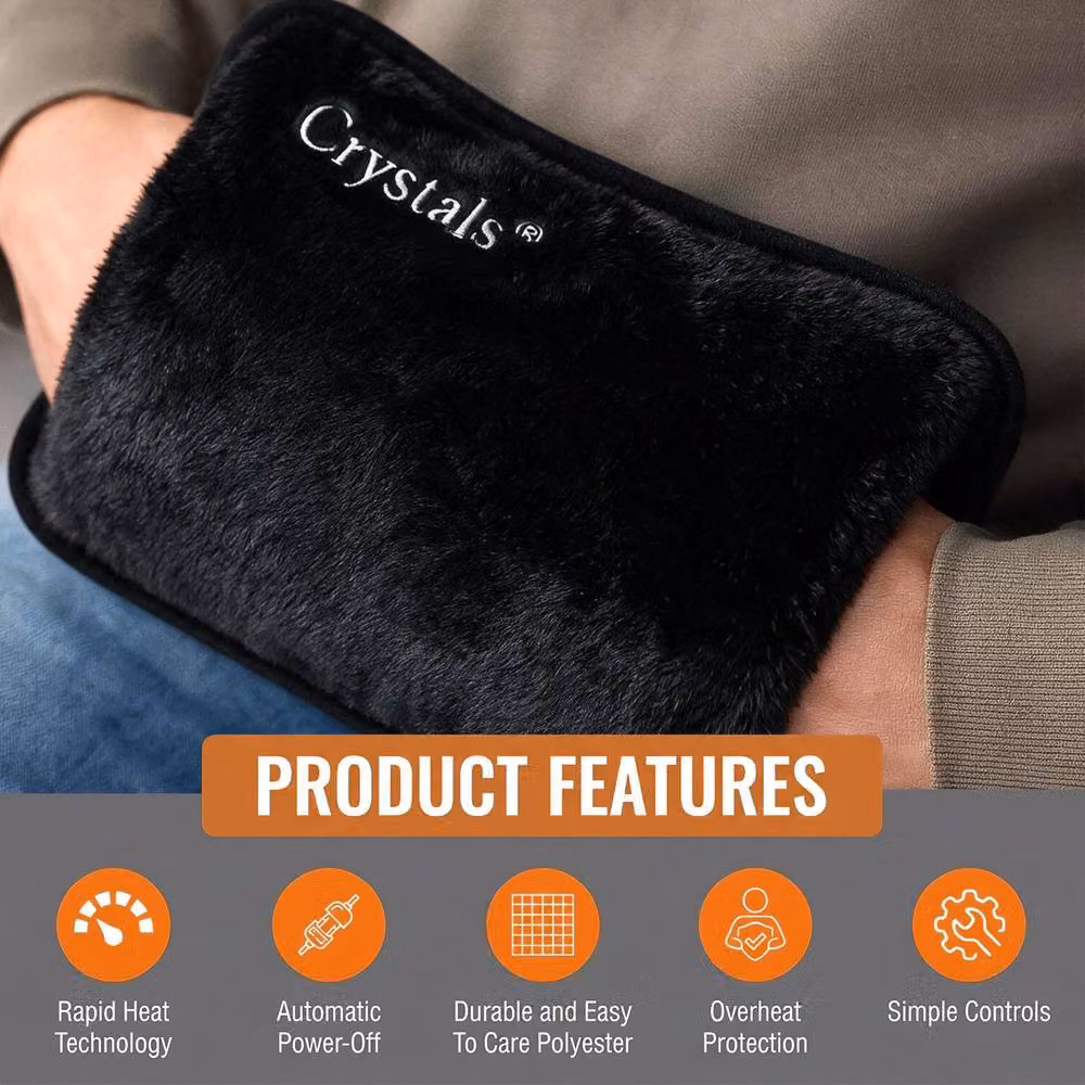 Crystals Rechargeable Electric Hot Water Bottle and Bed Hand Warmer Heat Pad in Black – 3