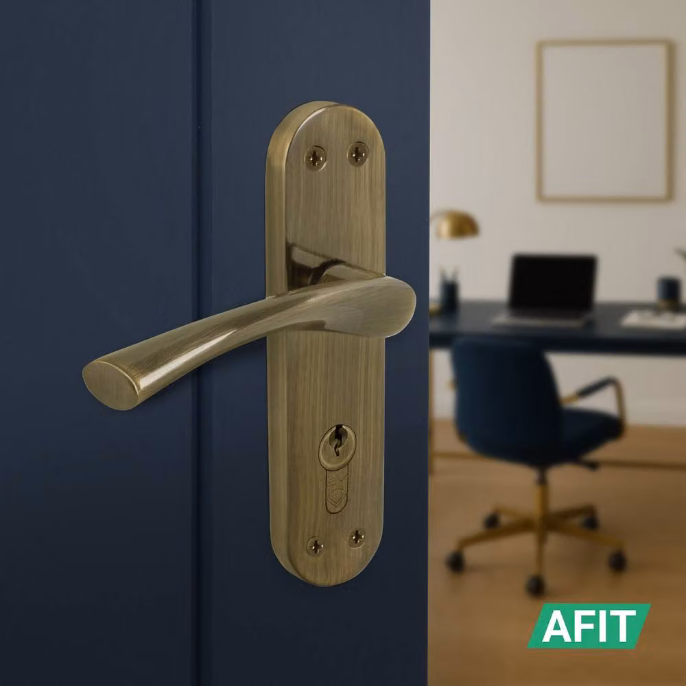 AFIT Antique Brass Twist Door Handles with Euro Escutcheon, Bronze, 1 Pair – 4