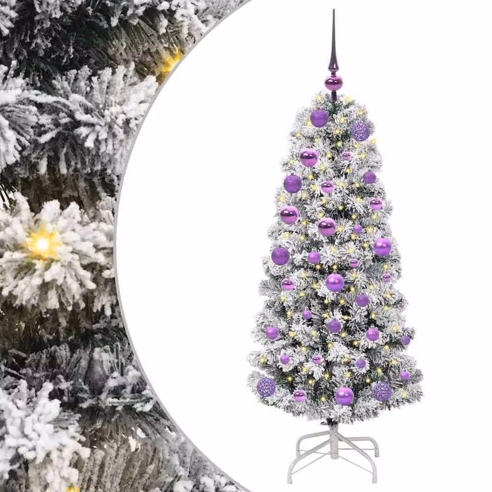 Berkfield Home Realistic Artificial Hinged Tabletop Christmas Tree in Green and White, Height: 120 cm – 3