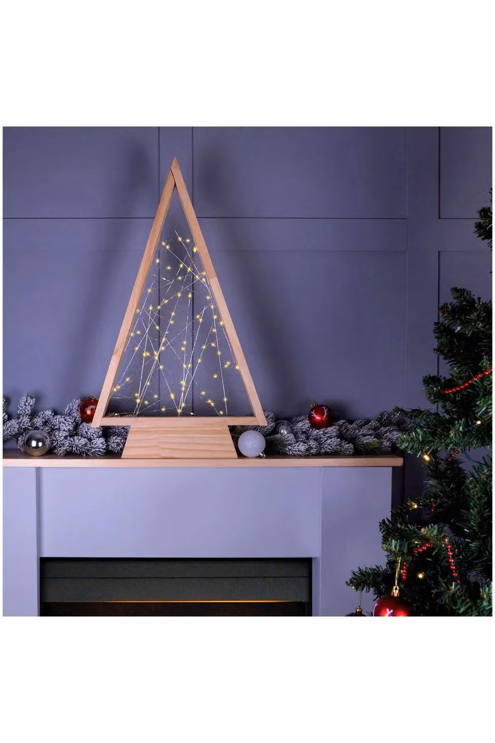 Netagon Wooden Tabletop Christmas Tree with 60 LEDs in Light Beige – 3