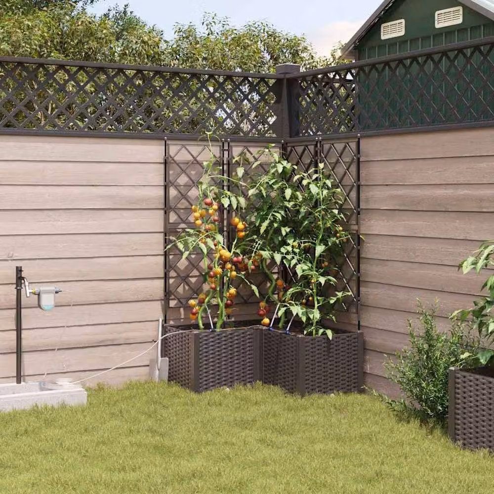 Berkfield Home Set of 3 Brown Plastic Garden Planter Tubs with Water Irrigation System – 2