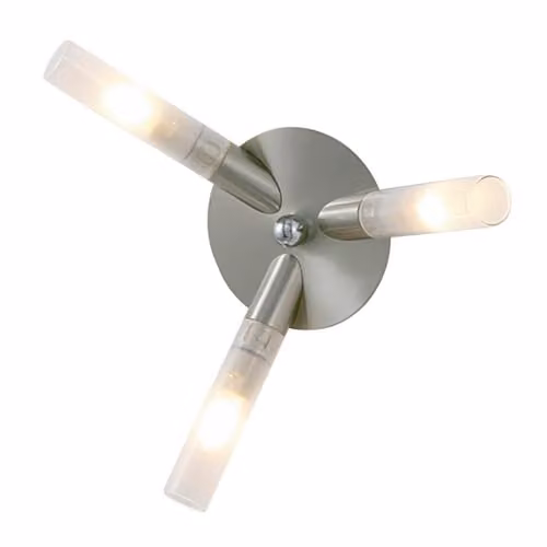 Netlighting Sona 3 Light Ceiling Lamp in Satin Chrome and Grey Glass with G9 Bulbs