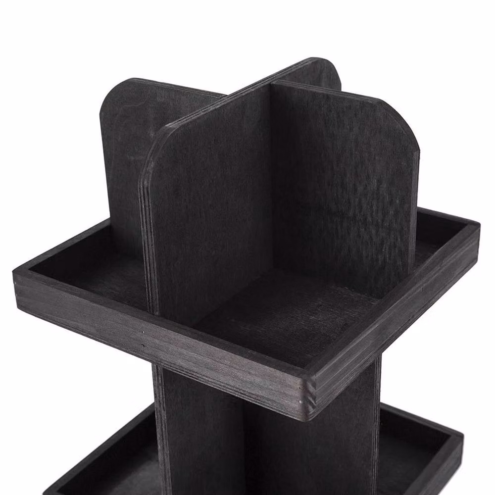 EONLION Rotating Wooden Trading Card Display Stand in Black, Height: 100 cm – 3
