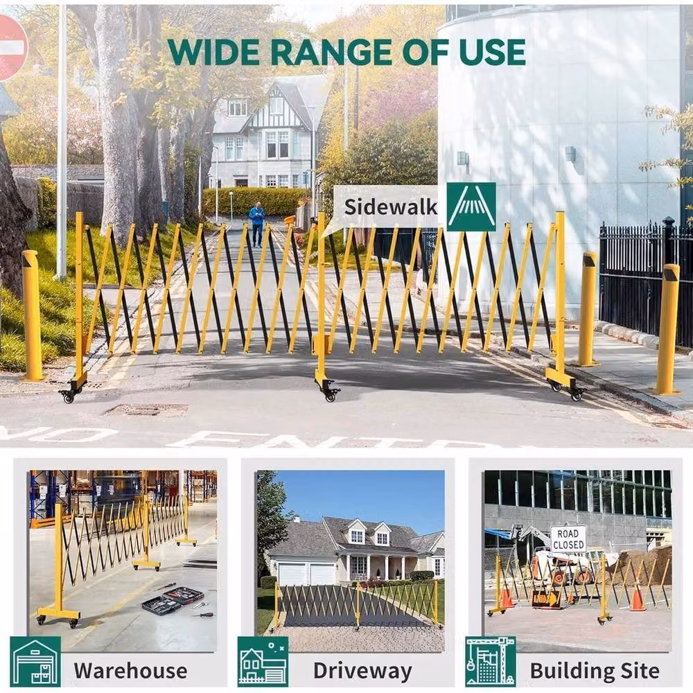 Havendro Yellow Steel Folding Gate Expandable Mobile Retractable Barricade – 2