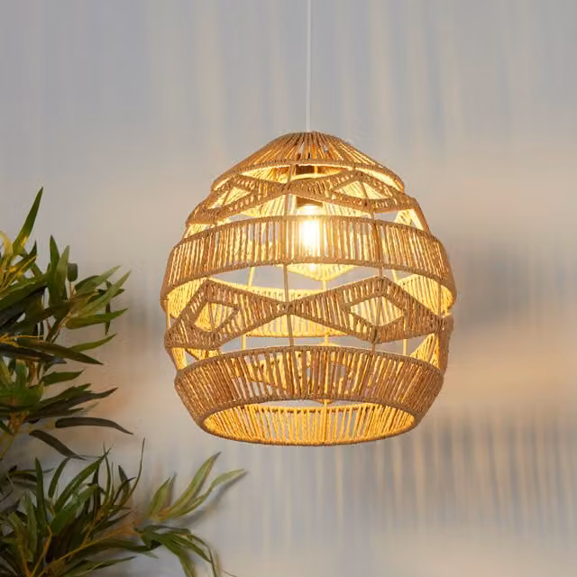 Kai Easy Fit Rattan Sphere Pendant Light in Brown