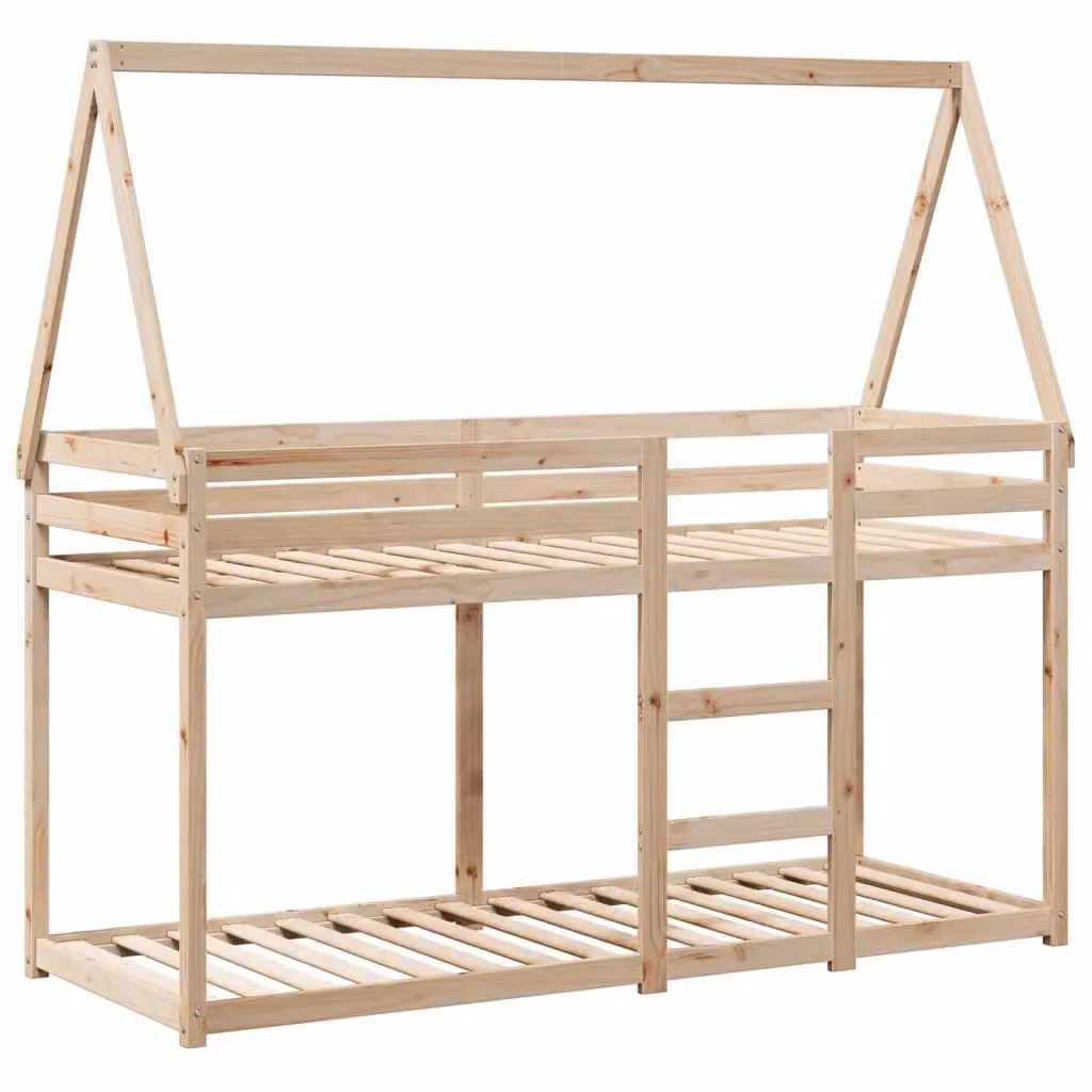 Berkfield Home Rustic Solid Wood Pine Bunk Bed in Brown, W/D/H: 80 x 200 cm – 2