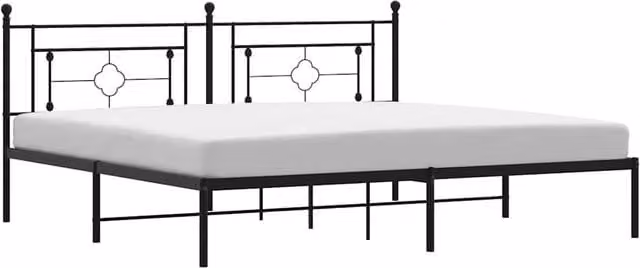 Berkfield Home Metal Bed Frame with Headboard, Black, W: 193 cm, D: 203 cm