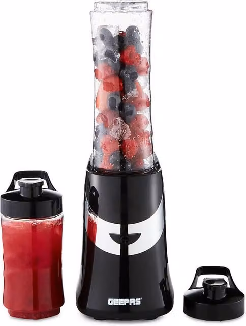 Geepas 350W Personal Blender Smoothie Maker with 2 Tritan Bottles and Stainless Steel Blades in Black – 1