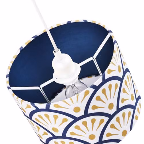 Happy Homewares Moroccan Floral Cylinder Drum Lampshade in Blue and Yellow, Diameter: 25 cm, Height: 18 cm – 2