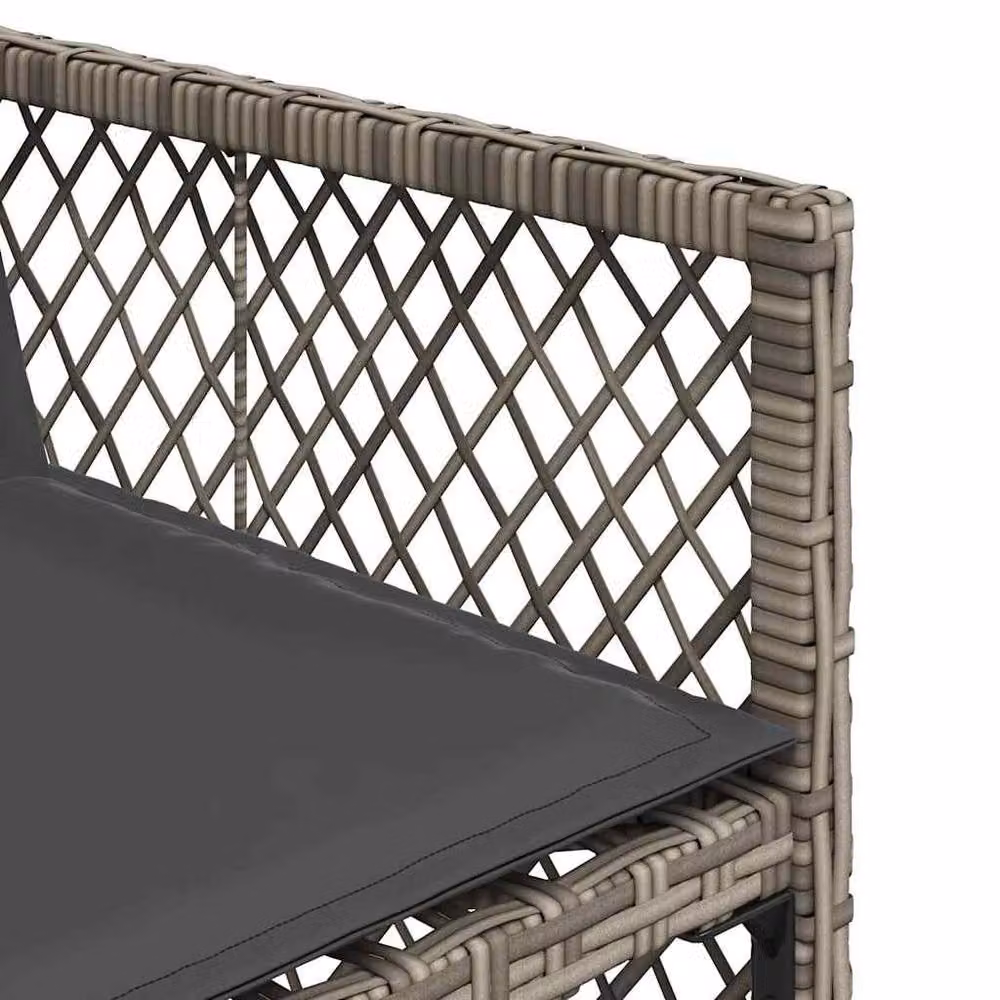 Berkfield Home 9 Piece Grey Poly Rattan Garden Dining Set with Acacia Wood Table and Cushions – 3