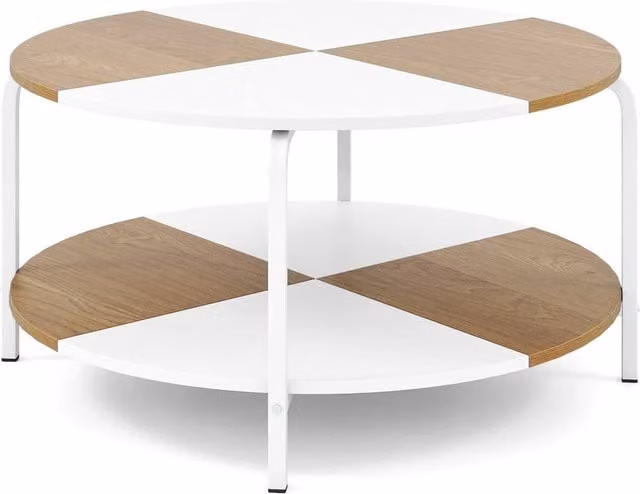 VOGREX Modern 2 Tier Round White Coffee Table – 1