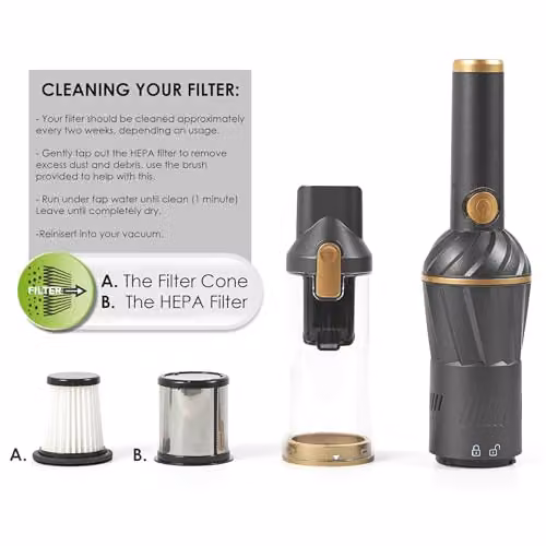 Beldray Airlite Rechargeable Cordless Handheld Vacuum with HEPA Filter and Charging Station, Black/Grey – 4