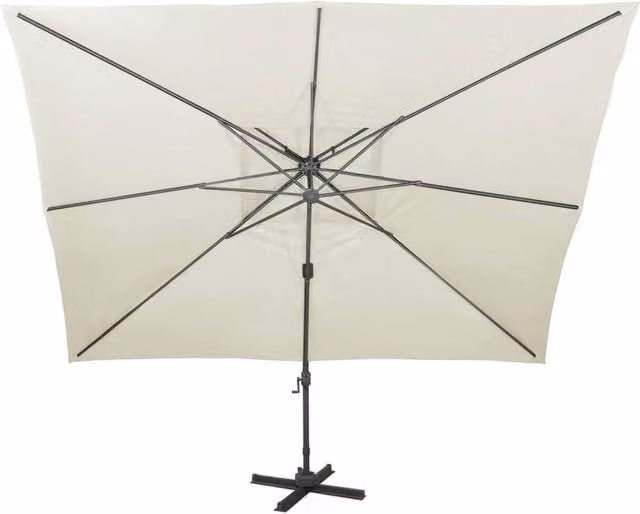 Berkfield Home Durable Cantilever Garden Parasol with Double Top in Beige Sand W/D/H: 400 x 300 x 274 cm – 1