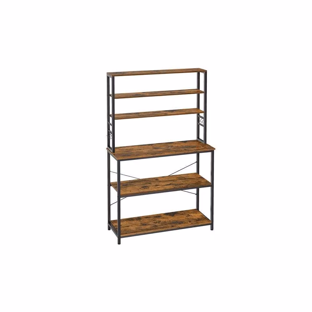 Pirlo Plush Industrial 6 Tier Kitchen Storage Rack with Adjustable Shelves, Brown, W/D/H: 40 x 40 x 167 cm – 6