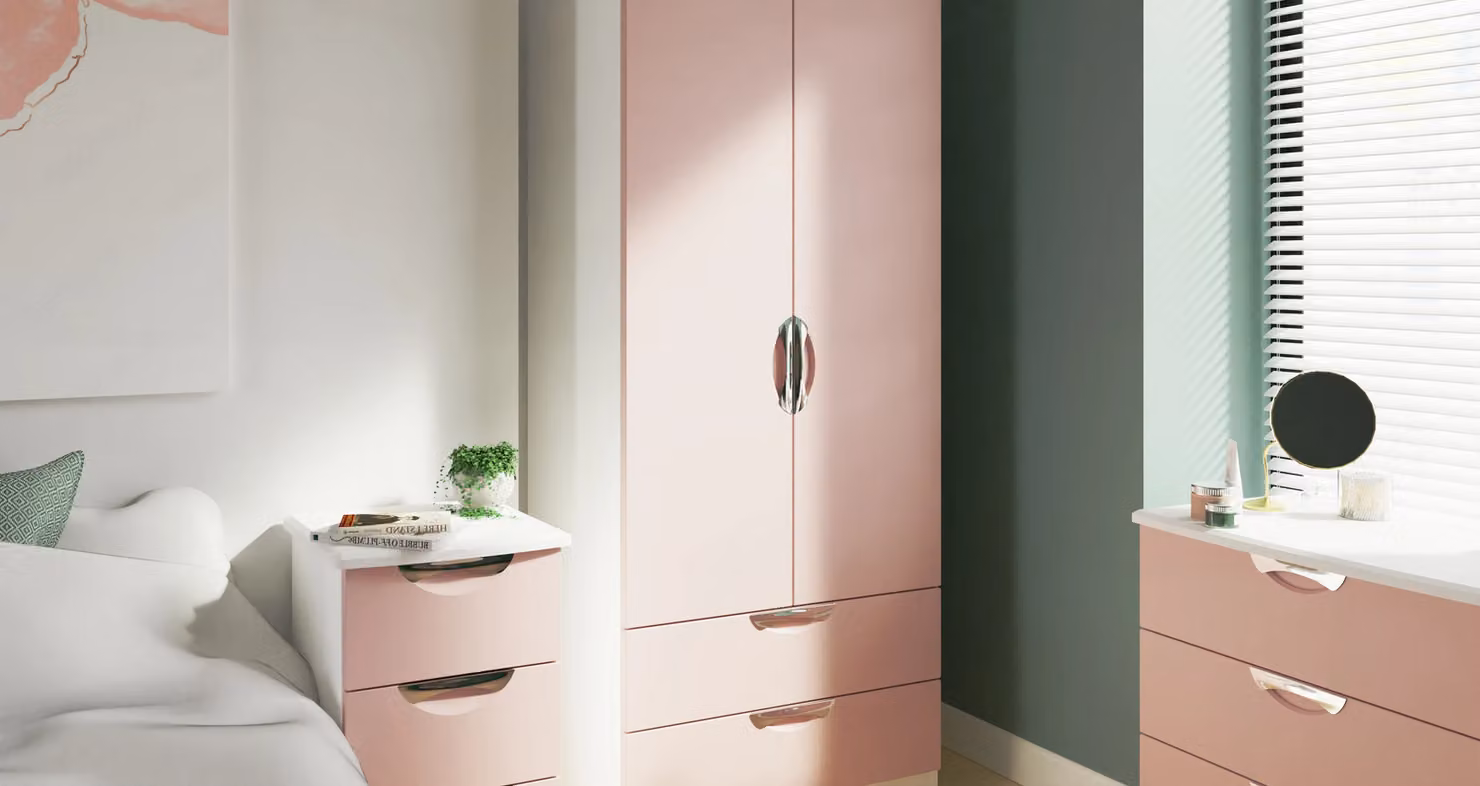 2 U Holborn Ready Assembled 2 Door 2 Drawer Wardrobe in Dusty Pink – 2