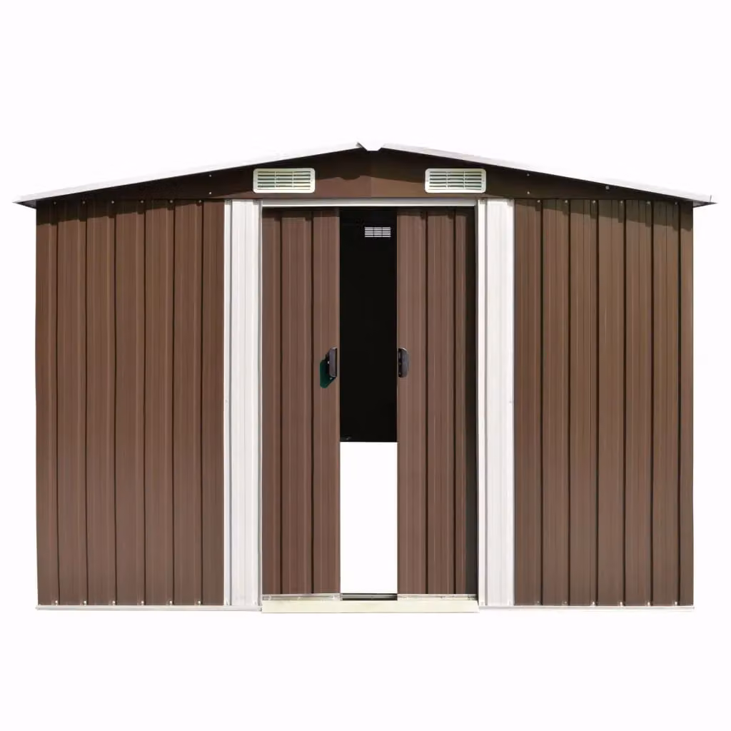 Berkfield Home Metal Garden Shed in Brown with Sliding Doors and Side Vent, W: 489 cm, D: 257 cm, H: 181 cm – 2