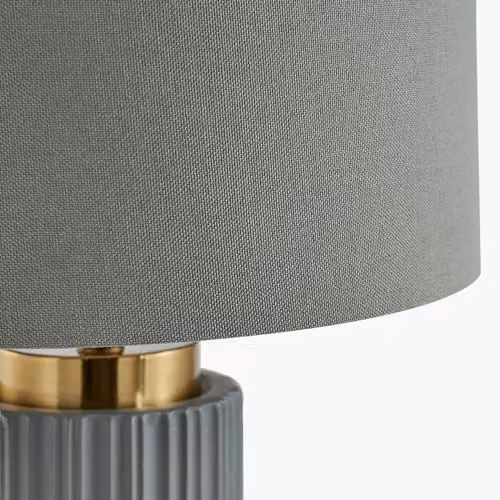 Pacific Lifestyle Art Deco Ceramic Textured Table Lamp with Fabric Shade in Grey – 3